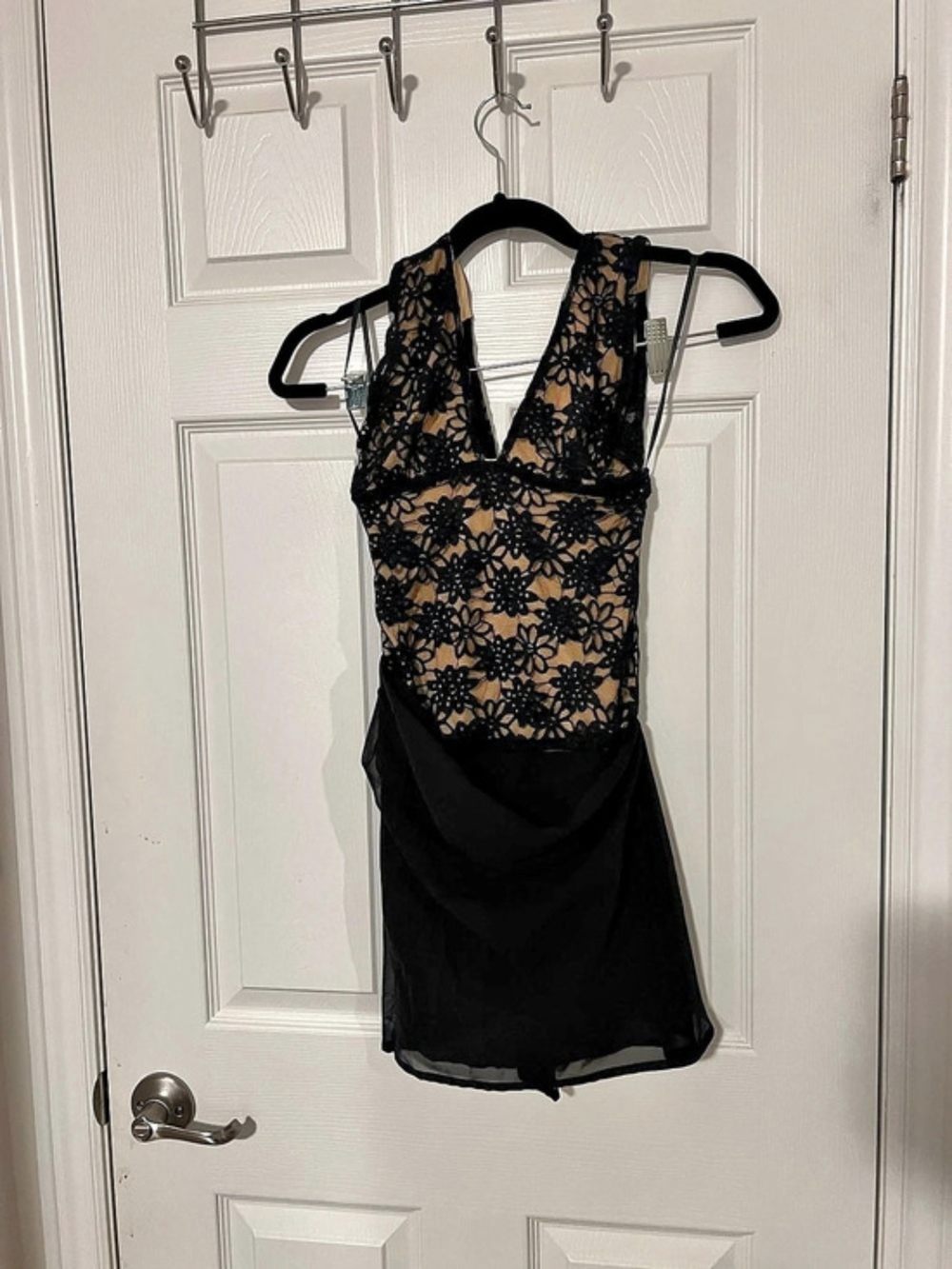 Runaway Black Floral Lace Mini Dress Size XS